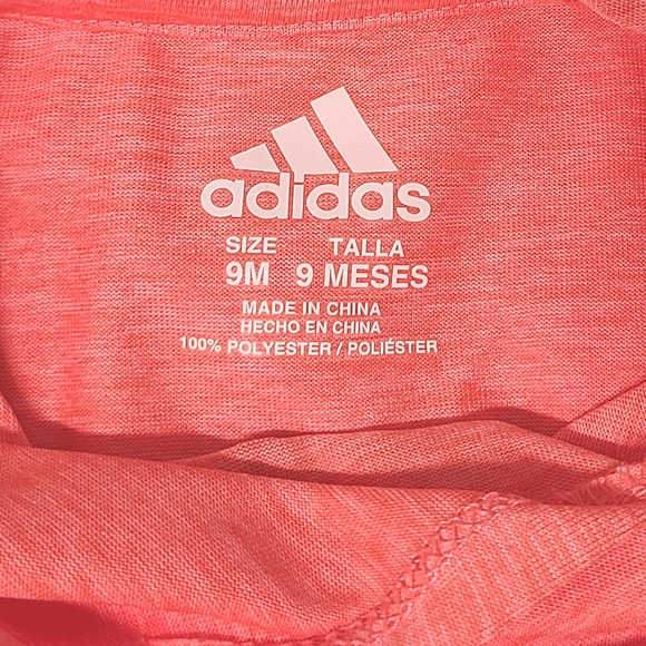 Adidas Heathered Neon Coral Orange Long Sleeve Ruffle Hem Hoodie Tunic 9mo - Picture 6 of 9
